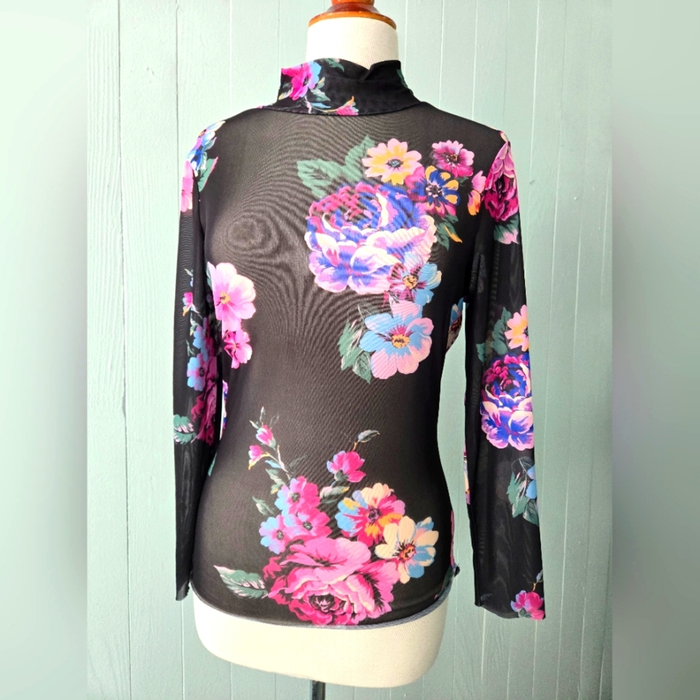 AFRM🍌Los Angeles Floral Black Sheer Women's Top Size L
